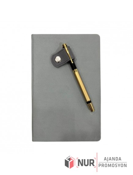 Çıtçıtlı Kalem Tutuculu Termo Deri Sert Kapaklı Promosyon Defter